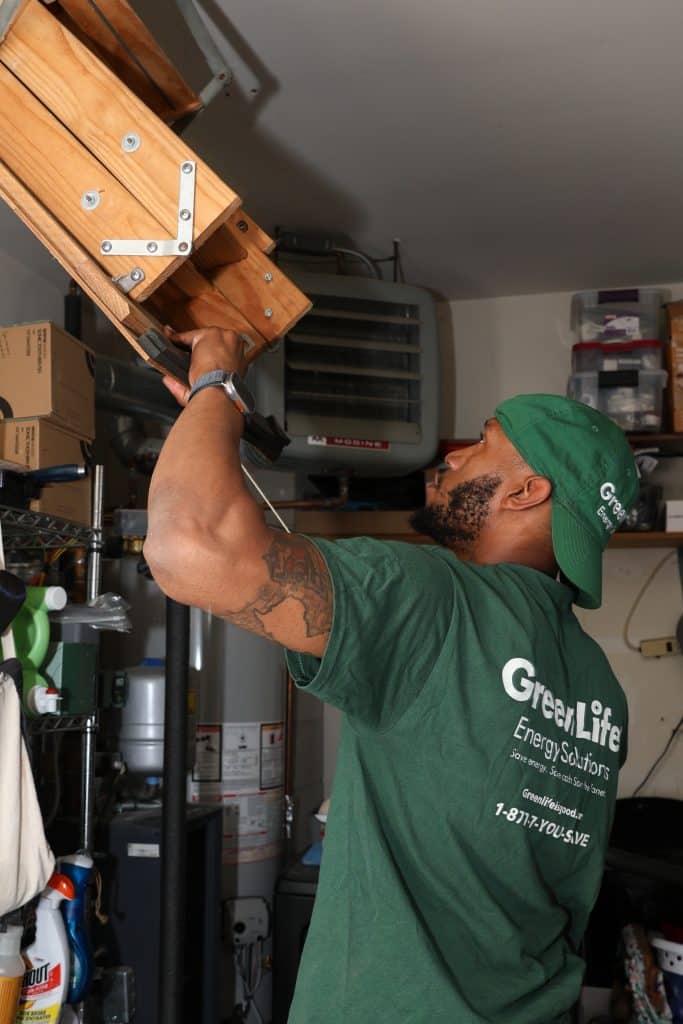 Auditor opening an attic